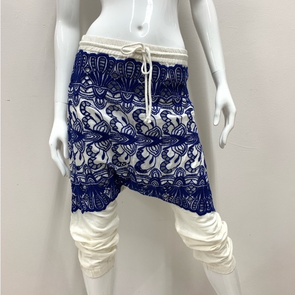 Women’s Gypsy 05 Royal Blue & Ivory Crochet Harem Pants - Picture 4 of 6